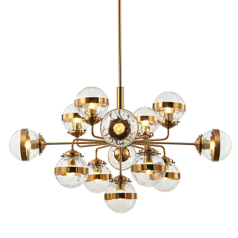 Люстра Greyson Chandelier 13 lamp Глянцевое золото Прозрачный в Барнауле | Loft Concept 
