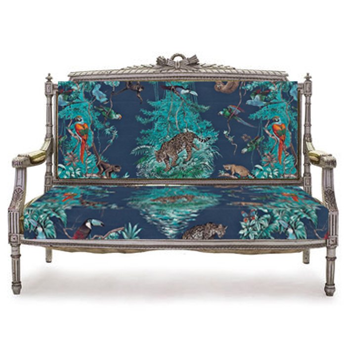 Антикварный Диван Canape в обивке Hermes Equateur imprime Синий Антикварный Диван Canape в обивке Hermes Equateur imprime Синий в Барнауле | Loft Concept