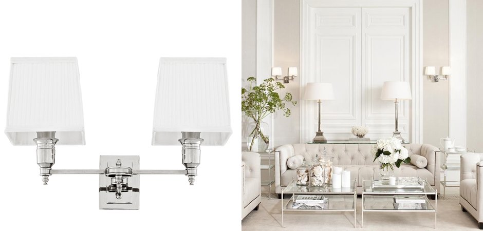 Бра Wall Lamp Lexington Double Nickel+White Бра Wall Lamp Lexington Double Nickel+White - Loft-Concept в Барнауле