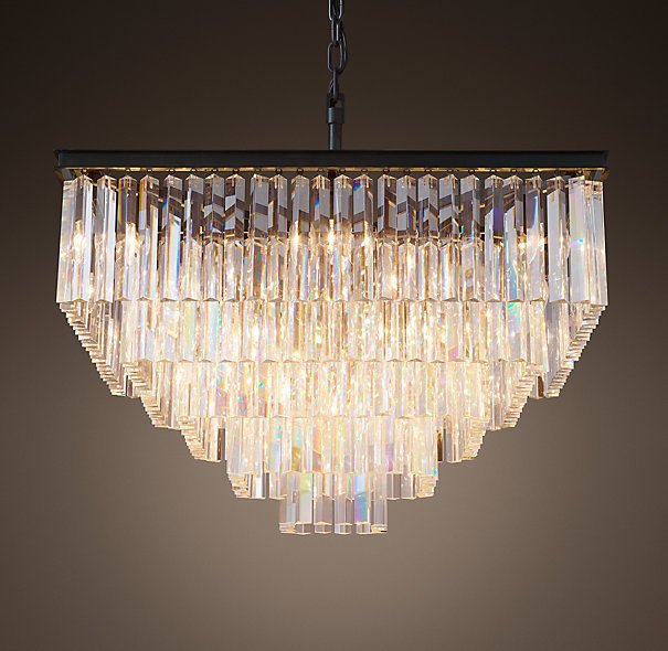 Люстра RH 1920s Odeon Clear Glass Fringe Chandelier - 5 square Черный Люстра RH 1920s Odeon Clear Glass Fringe Chandelier - 5 square Черный в Барнауле | Loft Concept