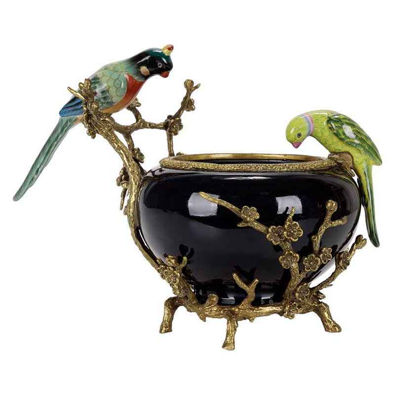 Чаша фарфоровая черная гнездо попугая Parrot Золотой Черный Чаша фарфоровая черная гнездо попугая Parrot Золотой Черный в Барнауле | Loft Concept