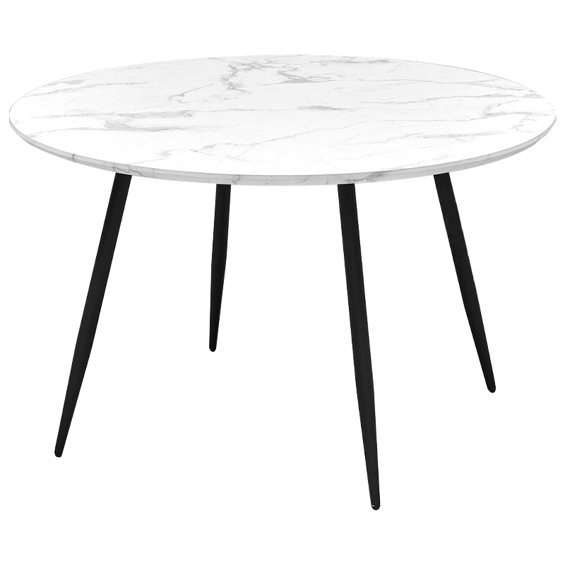 Стол круглый Calvert Table белая столешница с рисунком под мрамор Белый Черный Стол круглый Calvert Table белая столешница с рисунком под мрамор Белый Черный в Барнауле | Loft Concept