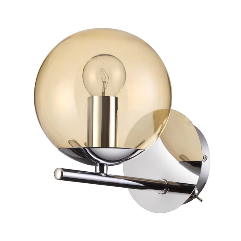 Бра Bolle Hanging Lamp Amber Хром Янтарь (Amber) Бра Bolle Hanging Lamp Amber Хром Янтарь (Amber) в Барнауле | Loft Concept