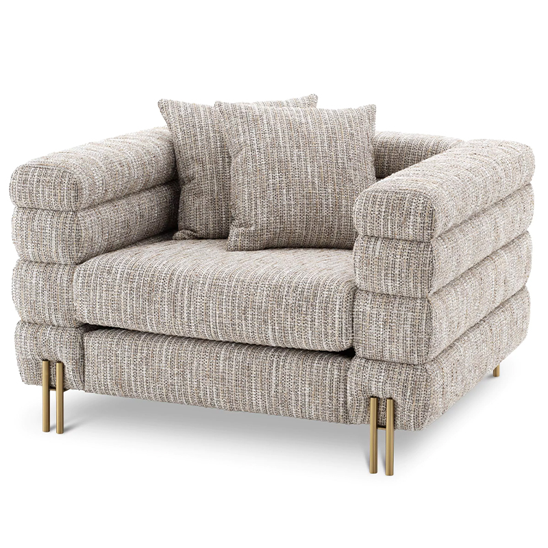 Кресло Eichholtz Chair York Бежево-серый Латунь Бежево-серый Матовая латунь Кресло Eichholtz Chair York Бежево-серый Латунь Бежево-серый Матовая латунь в Барнауле | Loft Concept