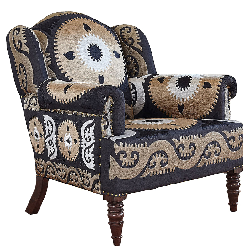 Armchair Mandala Beige Ornament Бежевый Черный Armchair Mandala Beige Ornament Бежевый Черный в Барнауле | Loft Concept