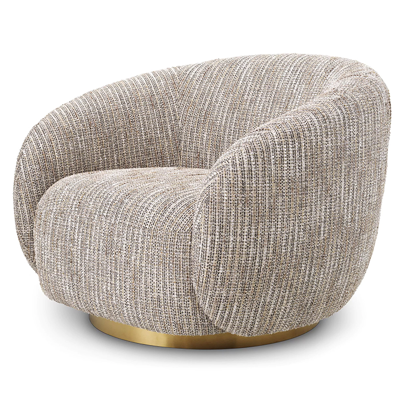 Кресло Eichholtz Swivel Chair Brice Mademoiselle Beige Бежево-серый Латунь Кресло Eichholtz Swivel Chair Brice Mademoiselle Beige Бежево-серый Латунь в Барнауле | Loft Concept