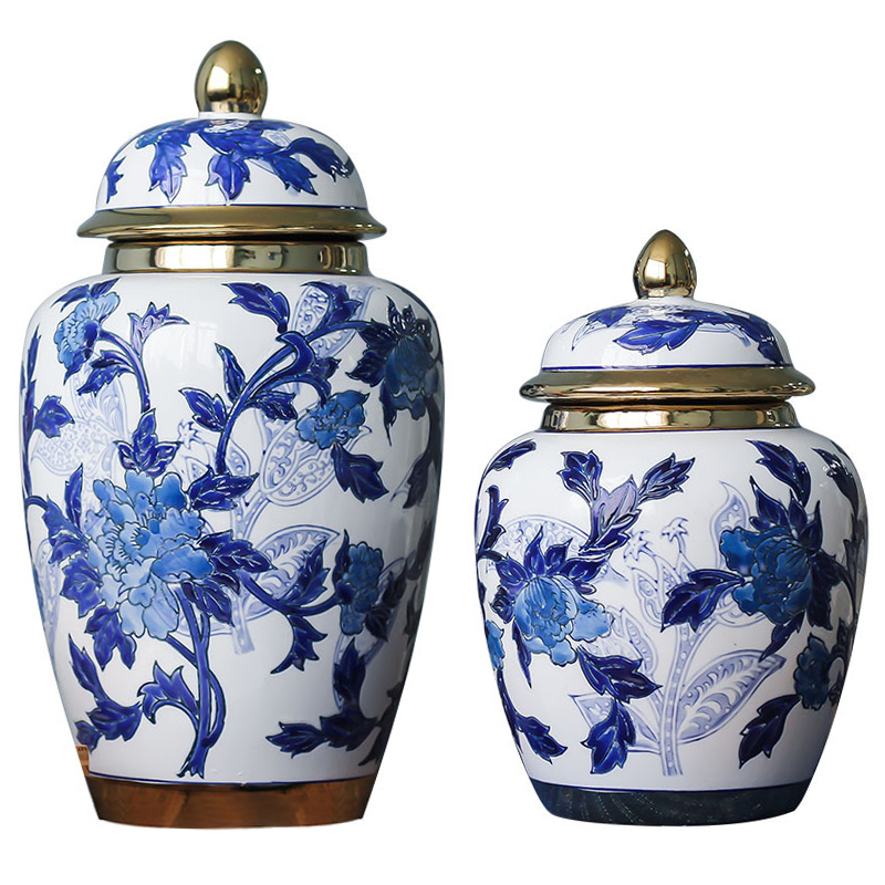 Вазы Porcelain Oriental Blue Ornament Vases Синий Белый Золотой Вазы Porcelain Oriental Blue Ornament Vases Синий Белый Золотой в Барнауле | Loft Concept