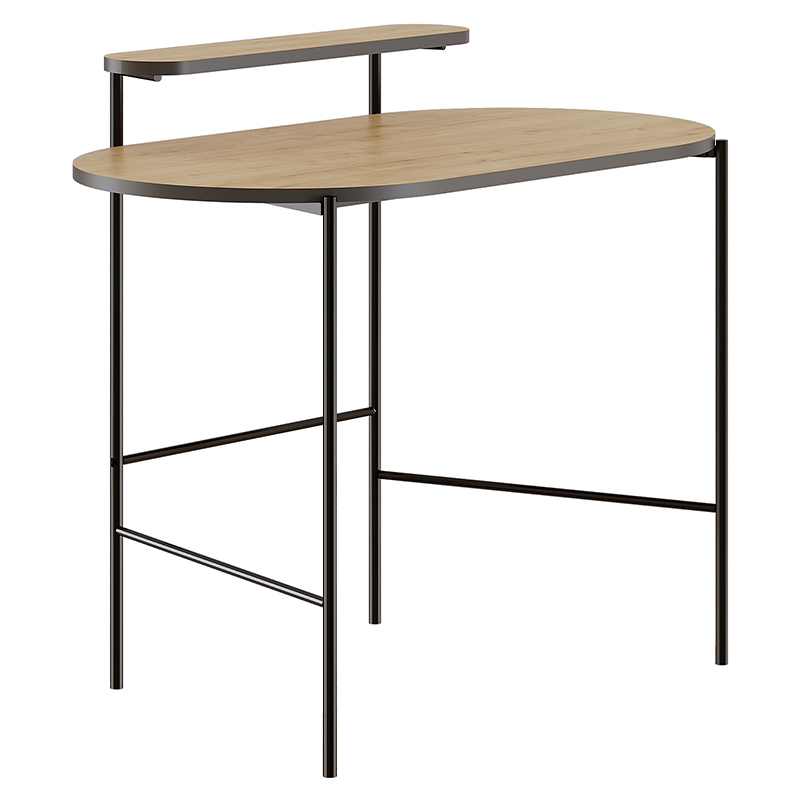 Стол письменный овальной формы с полкой LOUB WORKING TABLE BLACK OAK Древесина Черный Стол письменный овальной формы с полкой LOUB WORKING TABLE BLACK OAK Древесина Черный в Барнауле | Loft Concept