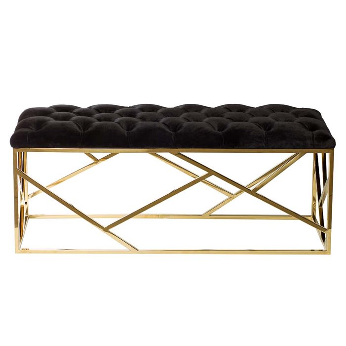 Банкетка Serene Furnishing Gold Top Черный Золотой Банкетка Serene Furnishing Gold Top Черный Золотой в Барнауле | Loft Concept