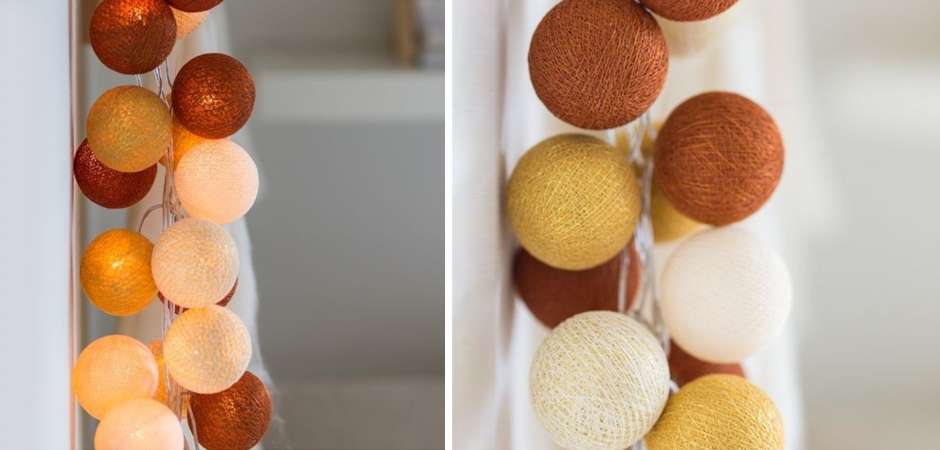 Гирлянда хлопковые фонарики Сotton Ball Gold-Copper - Loft-Concept в Барнауле