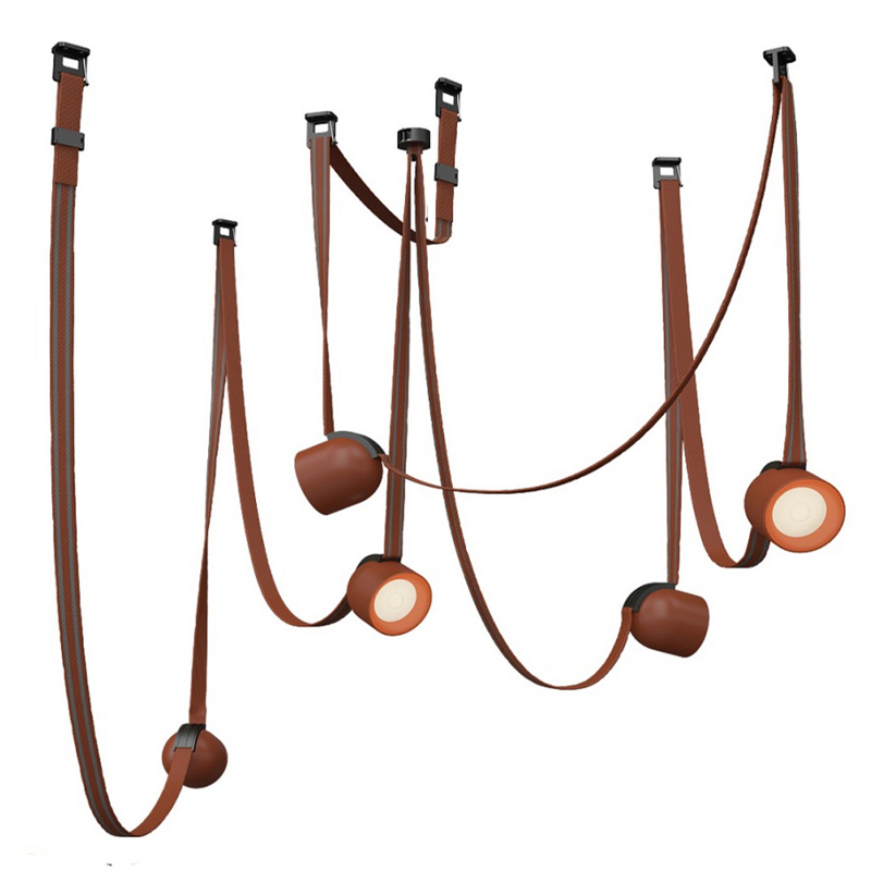 Комплект ременной трековой системы из 5 светильников Flos Wireline Lighting Коричневый Черный в Барнауле | Loft Concept 
