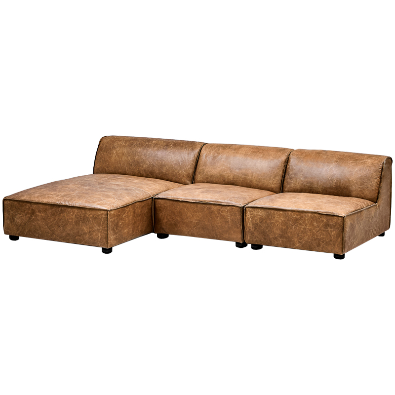 Диван Diehl Leather Sofa Карамель Хром Диван Diehl Leather Sofa Карамель Хром в Барнауле | Loft Concept