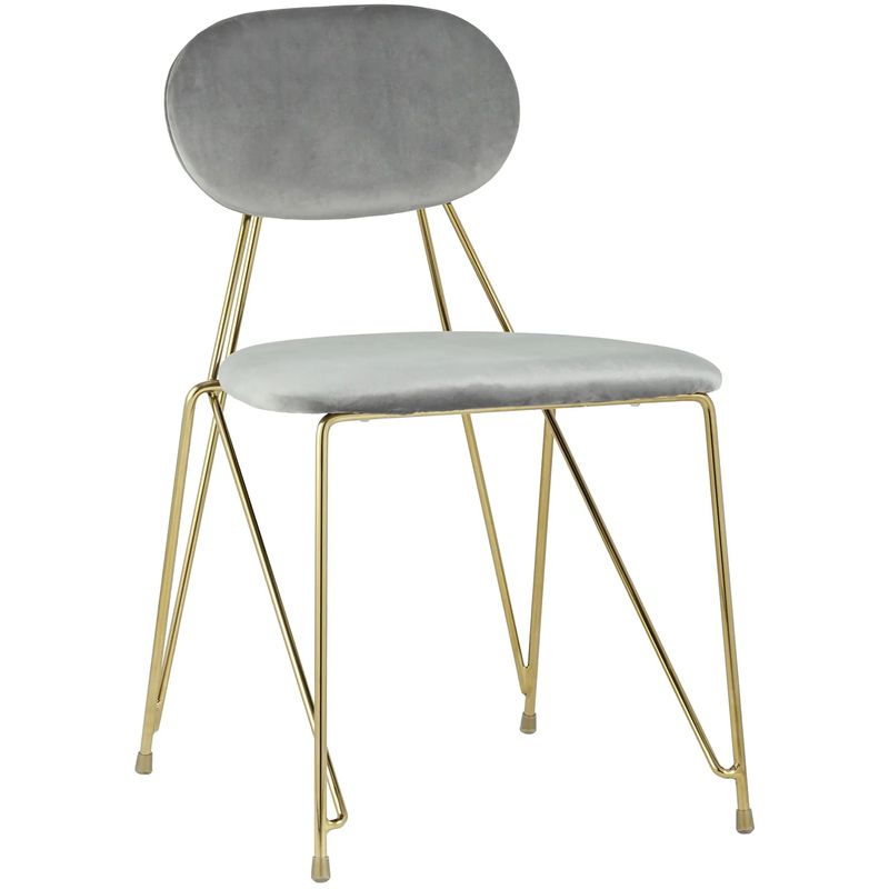 Стул Alice Chair Светло-Серый Велюр Серый Золотой Стул Alice Chair Светло-Серый Велюр Серый Золотой в Барнауле | Loft Concept