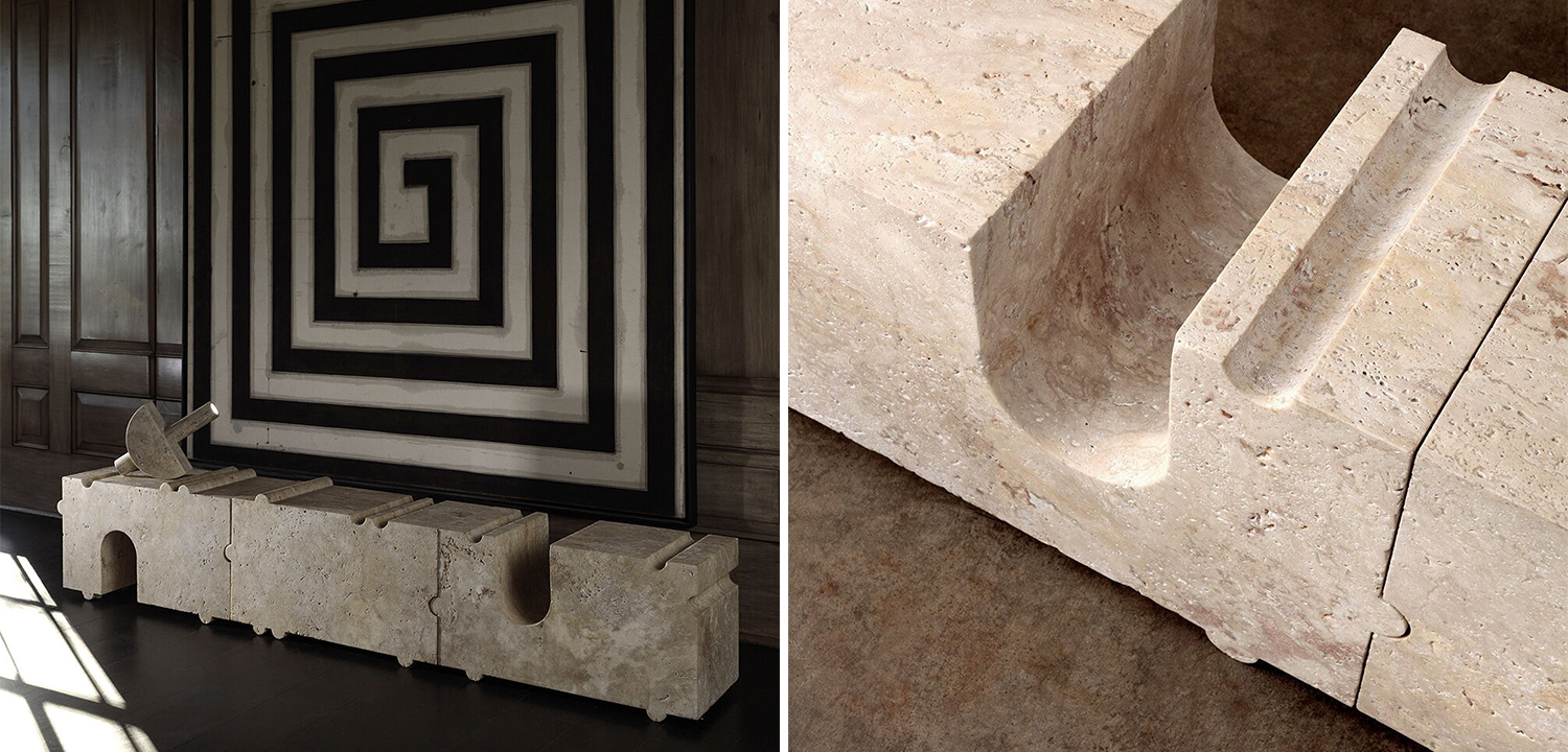 Модульная каменная скамья Hume Modular Stone Bench дизайн Kelly Wearstler - фото №1