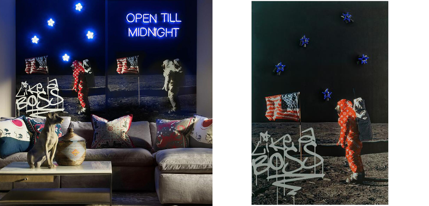 Дизайнерский Постер Неоновый светящийся Like a Boss - фото