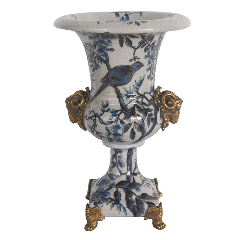 Ваза Bronze Aries Vase Синий Белый Бронза Ваза Bronze Aries Vase Синий Белый Бронза в Барнауле | Loft Concept