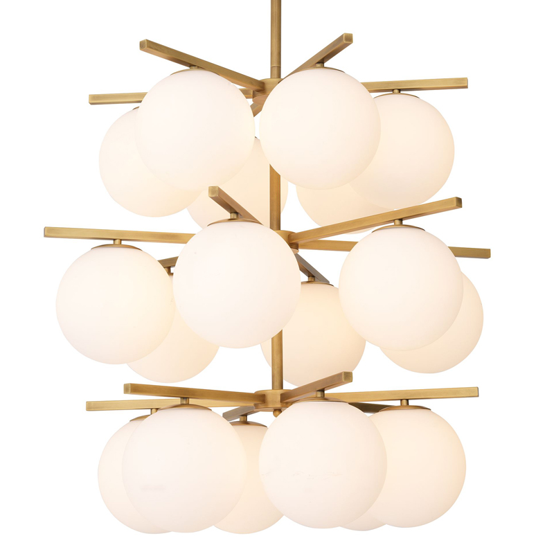 Люстра Eichholtz Chandelier Noa Латунь Античная полированная Белое матовое стекло Люстра Eichholtz Chandelier Noa Латунь Античная полированная Белое матовое стекло в Барнауле | Loft Concept