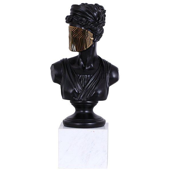 Статуэтка Bust Woman in Mask Черный Белый Золотой Статуэтка Bust Woman in Mask Черный Белый Золотой в Барнауле | Loft Concept