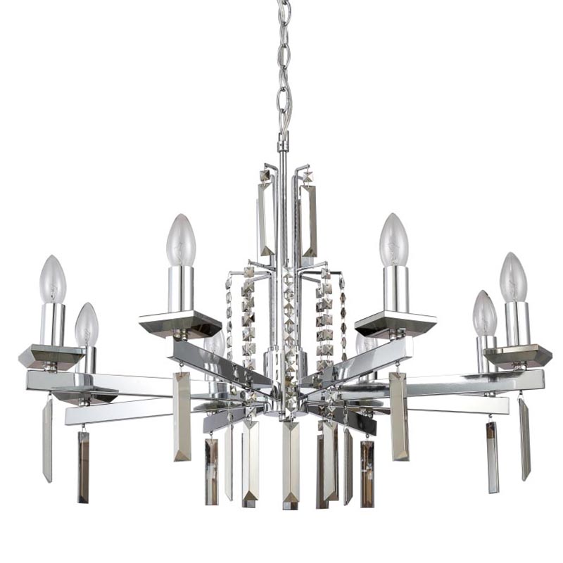Люстра Vivien Crystal Chrome Chandelier 8 Хром Серый Люстра Vivien Crystal Chrome Chandelier 8 Хром Серый в Барнауле | Loft Concept