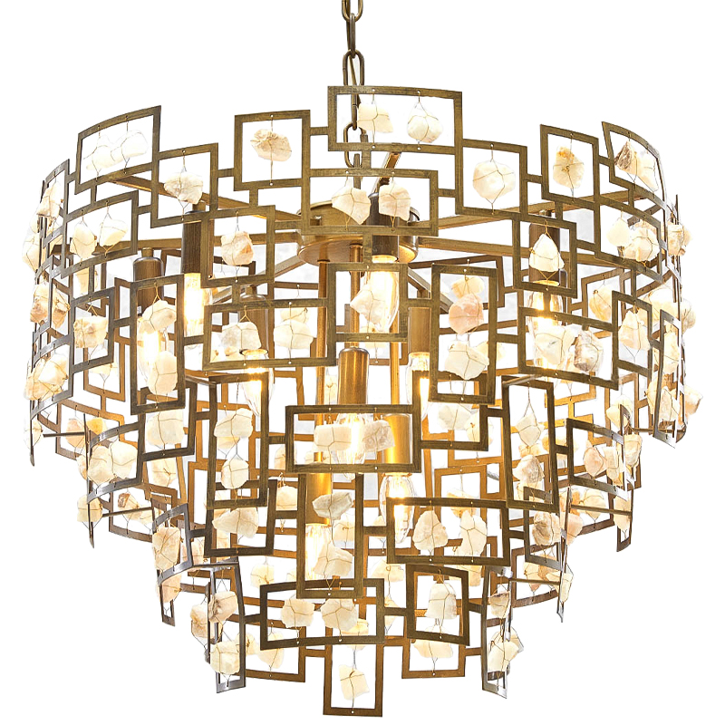 Люстра металлическая с подвесками из камня Maze Stones Chandelier 52 Латунь Бежевый Люстра металлическая с подвесками из камня Maze Stones Chandelier 52 Латунь Бежевый в Барнауле | Loft Concept