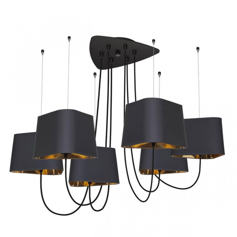Люстра Designheure Lighting Black 6 плафонов Черный Золотой Люстра Designheure Lighting Black 6 плафонов Черный Золотой в Барнауле | Loft Concept