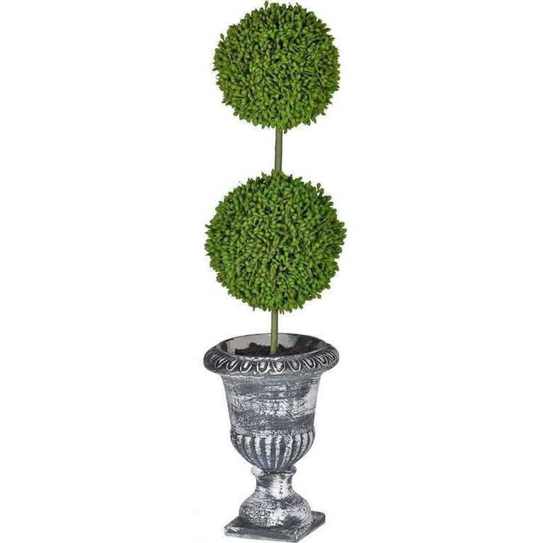 Декоративный искусственное растение Double boxwood Зеленый Бежевый Серый Декоративный искусственное растение Double boxwood Зеленый Бежевый Серый в Барнауле | Loft Concept