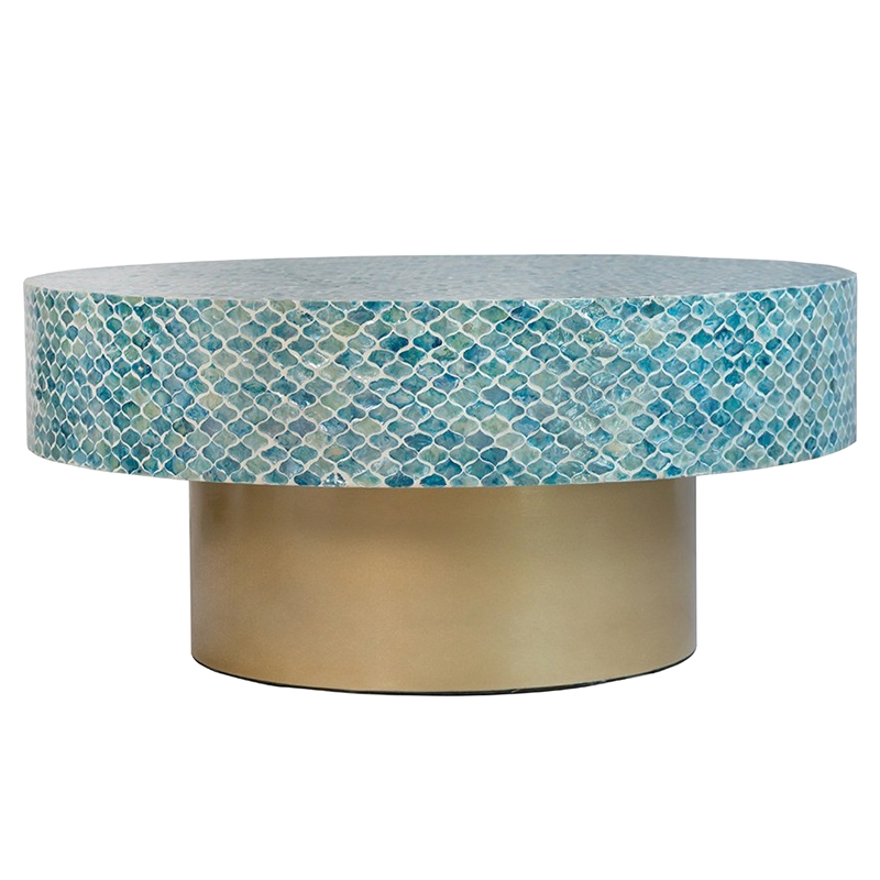 Стол Кофейный Bone Inlay Blue с мозаичным рисунком из раковин устриц Голубой Стол Кофейный Bone Inlay Blue с мозаичным рисунком из раковин устриц Голубой в Барнауле | Loft Concept