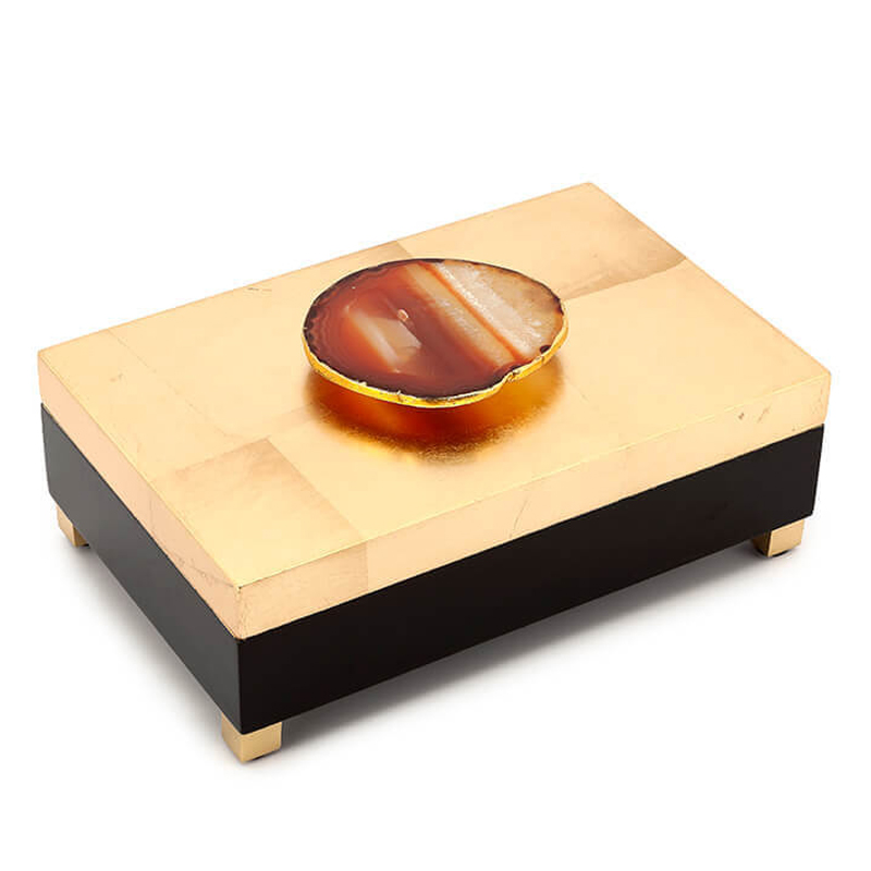 Шкатулка BOX KRIZIA gold with agate Черный Глянцевое золото Коричневый Шкатулка BOX KRIZIA gold with agate Черный Глянцевое золото Коричневый в Барнауле | Loft Concept