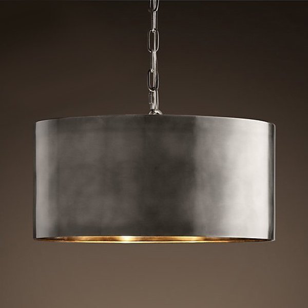 Подвесной светильник RH Antiqued Metal Drum Pendant lamp Серебряный Бронза Подвесной светильник RH Antiqued Metal Drum Pendant lamp Серебряный Бронза в Барнауле | Loft Concept