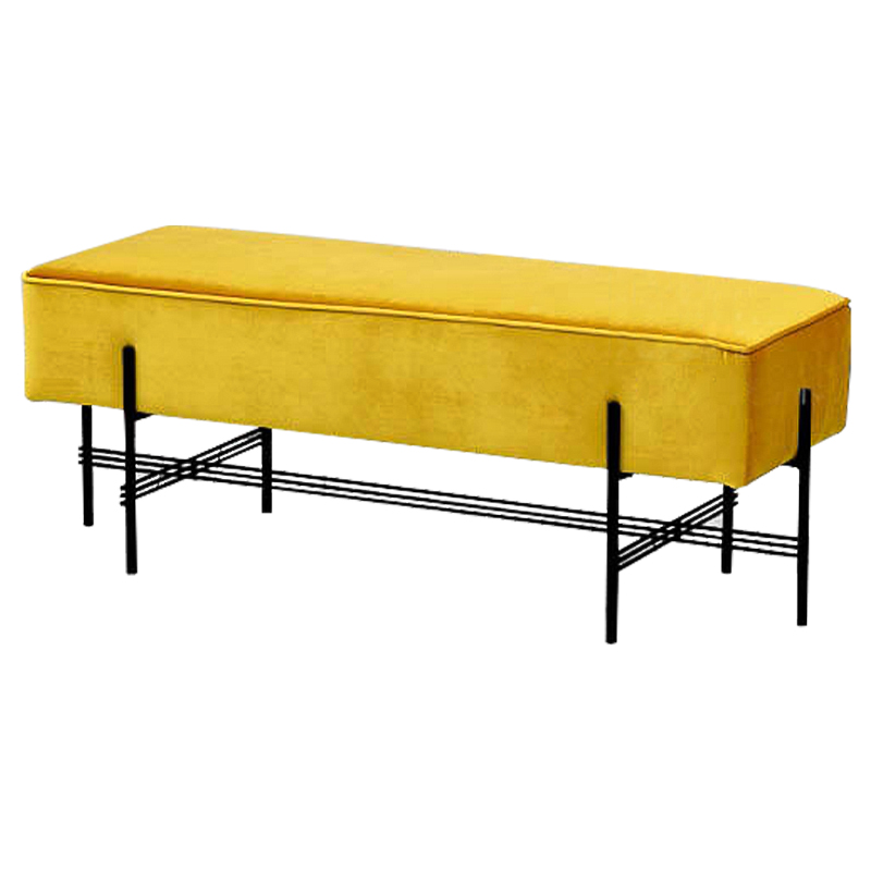 Банкетка желтая велюровая Sanjay Velour Banquet Yellow Желтый Черный Банкетка желтая велюровая Sanjay Velour Banquet Yellow Желтый Черный в Барнауле | Loft Concept