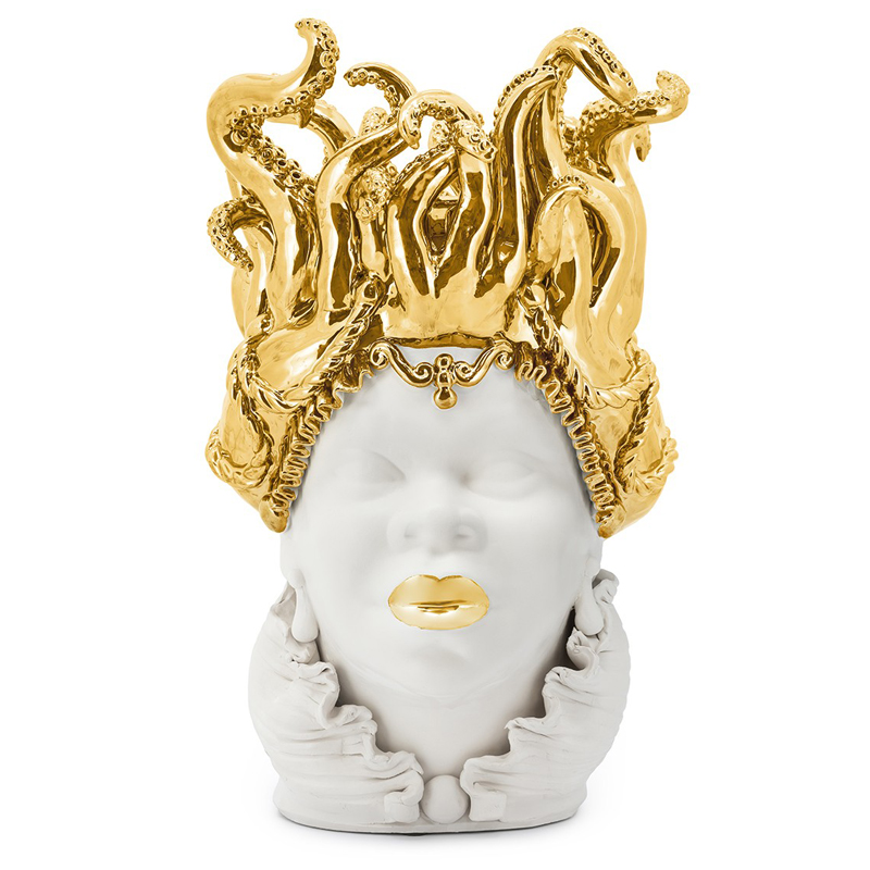 Ваза VASE MORO LADY TENTACLES Белый Глянцевое золото Ваза VASE MORO LADY TENTACLES Белый Глянцевое золото в Барнауле | Loft Concept