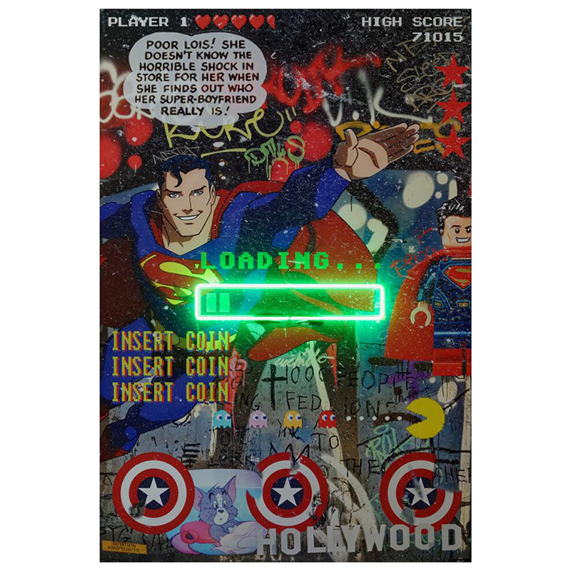 Дизайнерский Неоновый Постер Супермен Superman Loading Мульти Дизайнерский Неоновый Постер Супермен Superman Loading Мульти в Барнауле | Loft Concept