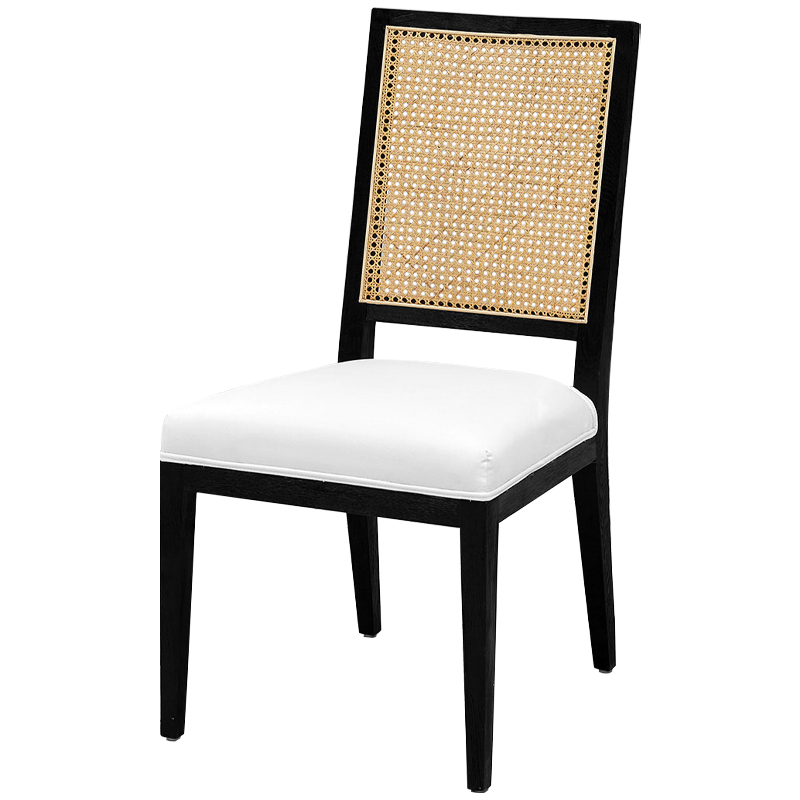 Деревянный стул со спинкой из ротанга Kenan Wicker Chair Черный Белый Бежевый Деревянный стул со спинкой из ротанга Kenan Wicker Chair Черный Белый Бежевый в Барнауле | Loft Concept
