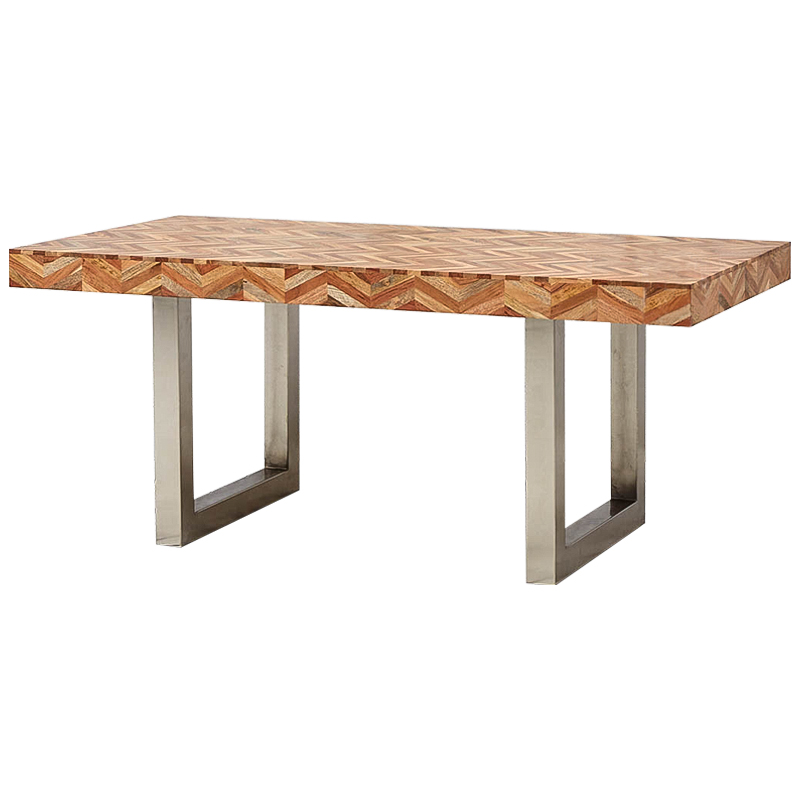 Обеденный стол Chevron Dining Table Древесина Коричневый Хром Обеденный стол Chevron Dining Table Древесина Коричневый Хром в Барнауле | Loft Concept