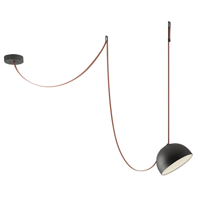 Vibia PLUSMINUS Подвесной светодиодный светильник c черным абажуром на красном текстильном тросе Коричневый Черный Vibia PLUSMINUS Подвесной светодиодный светильник c черным абажуром на красном текстильном тросе Коричневый Черный в Барнауле | Loft Concept