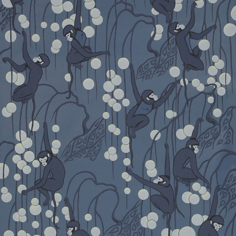 Обои ручная роспись Deco Monkeys Parisian Blue on dyed paper  в Барнауле | Loft Concept 
