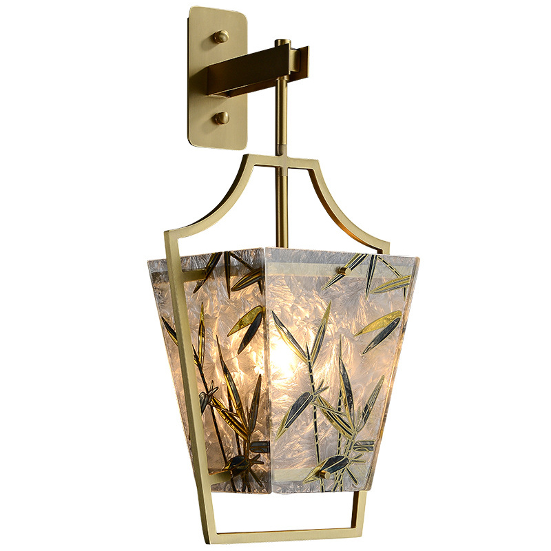 Бра витраж Бамбук Glass bamboo Wall Lamp Латунь Зеленый Бра витраж Бамбук Glass bamboo Wall Lamp Латунь Зеленый в Барнауле | Loft Concept