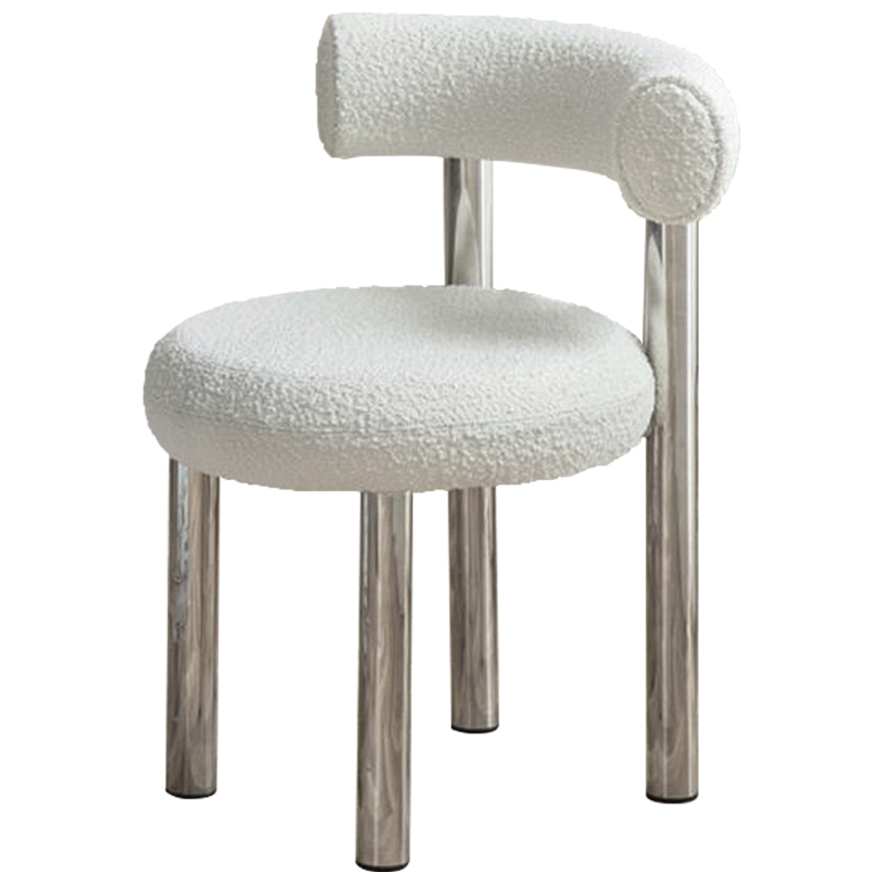 Стул Ellias White Boucle Chair Белый Хром Стул Ellias White Boucle Chair Белый Хром в Барнауле | Loft Concept