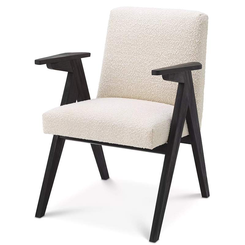 Стул Eichholtz Dining Chair Bobo Boucle Кремовый Черный Стул Eichholtz Dining Chair Bobo Boucle Кремовый Черный в Барнауле | Loft Concept