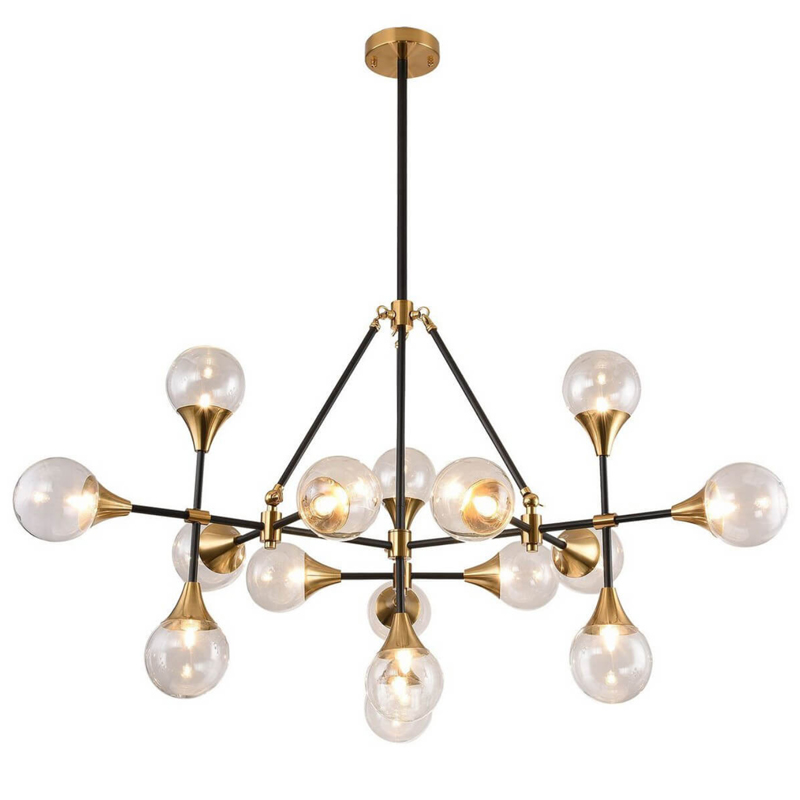 Люстра Baton Chandelier 16 Черный Прозрачное Стекло Латунь Люстра Baton Chandelier 16 Черный Прозрачное Стекло Латунь в Барнауле | Loft Concept
