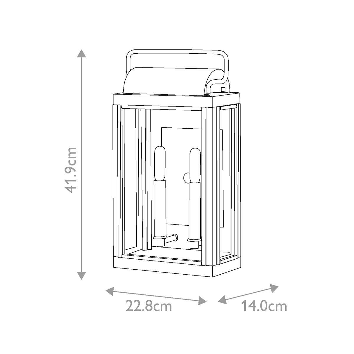Настенный фонарь прямоугольной формы цвета состаренная латунь с двумя лампами Hinkley в Барнауле