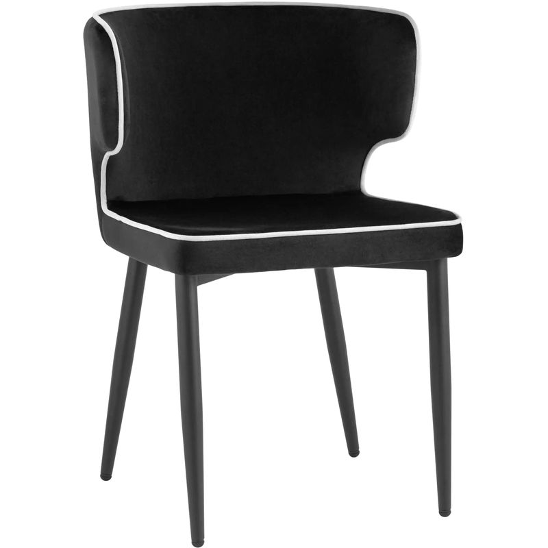 Стул Mateo Chair Черный Велюр с Белым кантом Черный Белый Стул Mateo Chair Черный Велюр с Белым кантом Черный Белый в Барнауле | Loft Concept