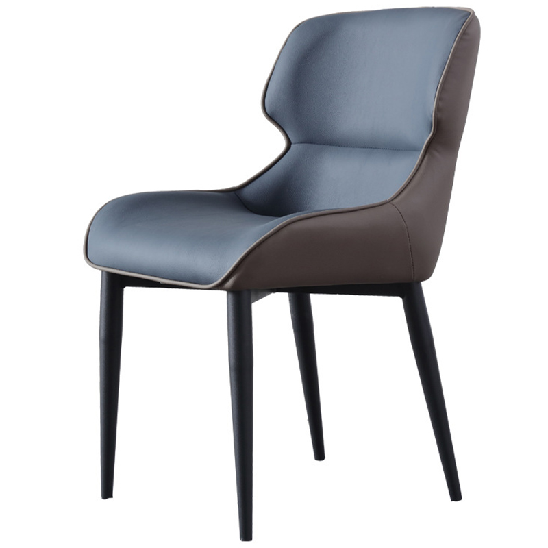 Стул с кожаной двухцветной обивкой Obrien Chair Blue and Grey Синий Серый Черный Стул с кожаной двухцветной обивкой Obrien Chair Blue and Grey Синий Серый Черный в Барнауле | Loft Concept