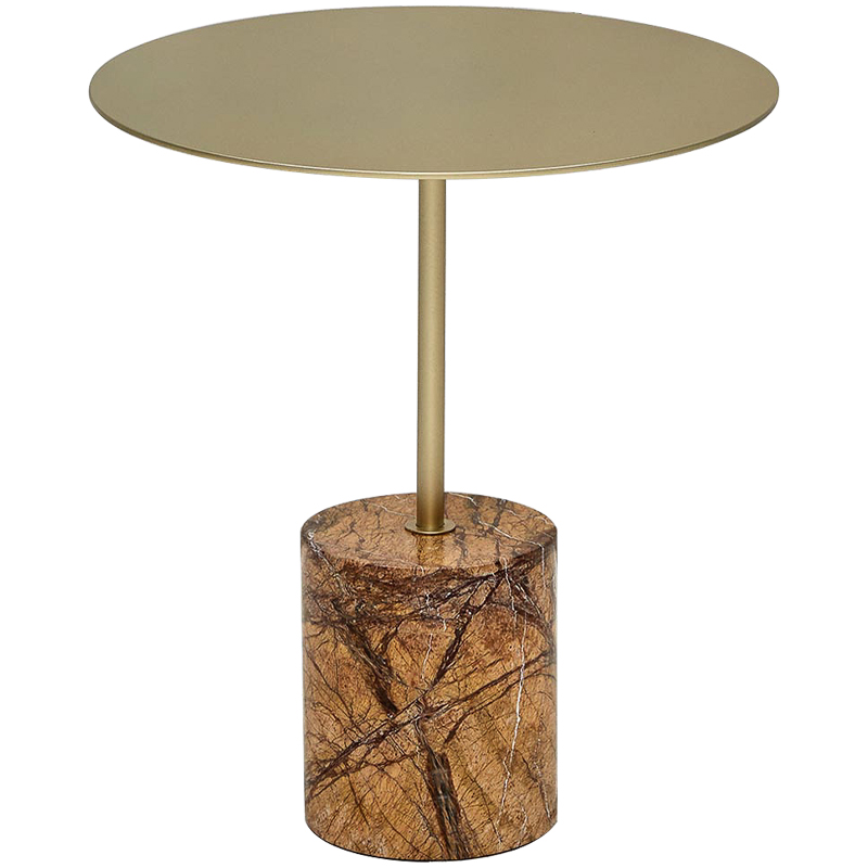 Приставной стол Thabi Light Brown Side table Коричневый Золотой Приставной стол Thabi Light Brown Side table Коричневый Золотой в Барнауле | Loft Concept
