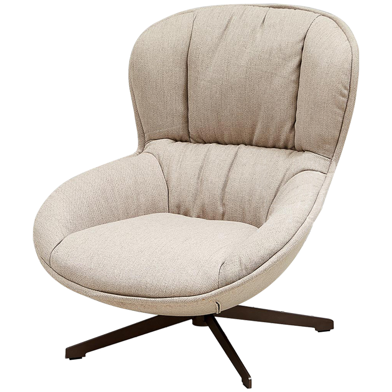 Кресло вращающееся бежевое Kemp Armchair Бежевый Коричневый Кресло вращающееся бежевое Kemp Armchair Бежевый Коричневый в Барнауле | Loft Concept