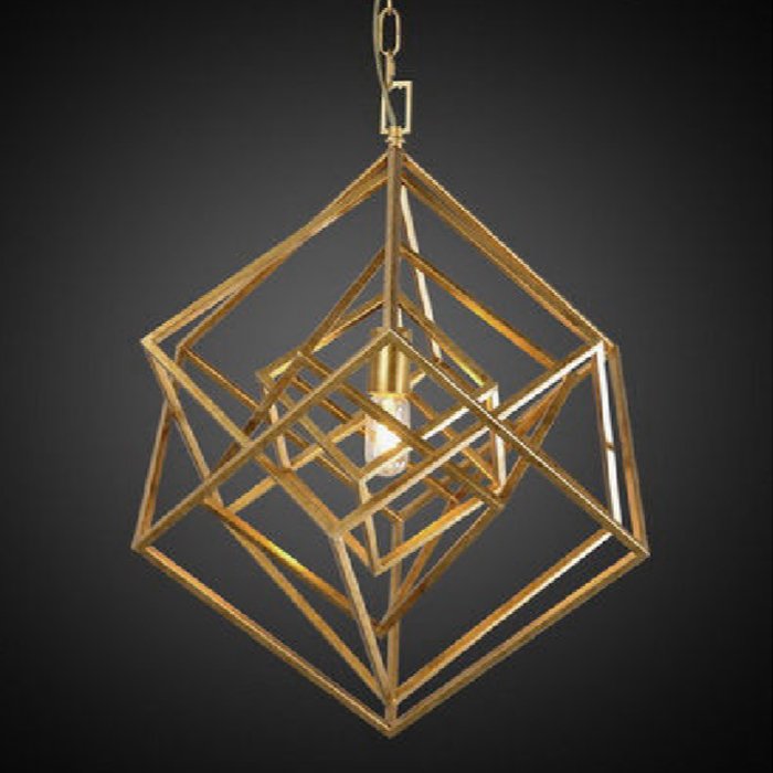 Подвесной светильник CUBIST Chandelier Gold 1 bulbs Золотой Подвесной светильник CUBIST Chandelier Gold 1 bulbs Золотой в Барнауле | Loft Concept