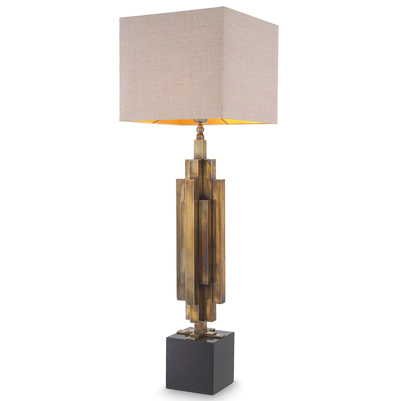Настольная лампа Eichholtz Table Lamp Ellis Brass Черный Винтажная латунь Бежево-серый Настольная лампа Eichholtz Table Lamp Ellis Brass Черный Винтажная латунь Бежево-серый в Барнауле | Loft Concept