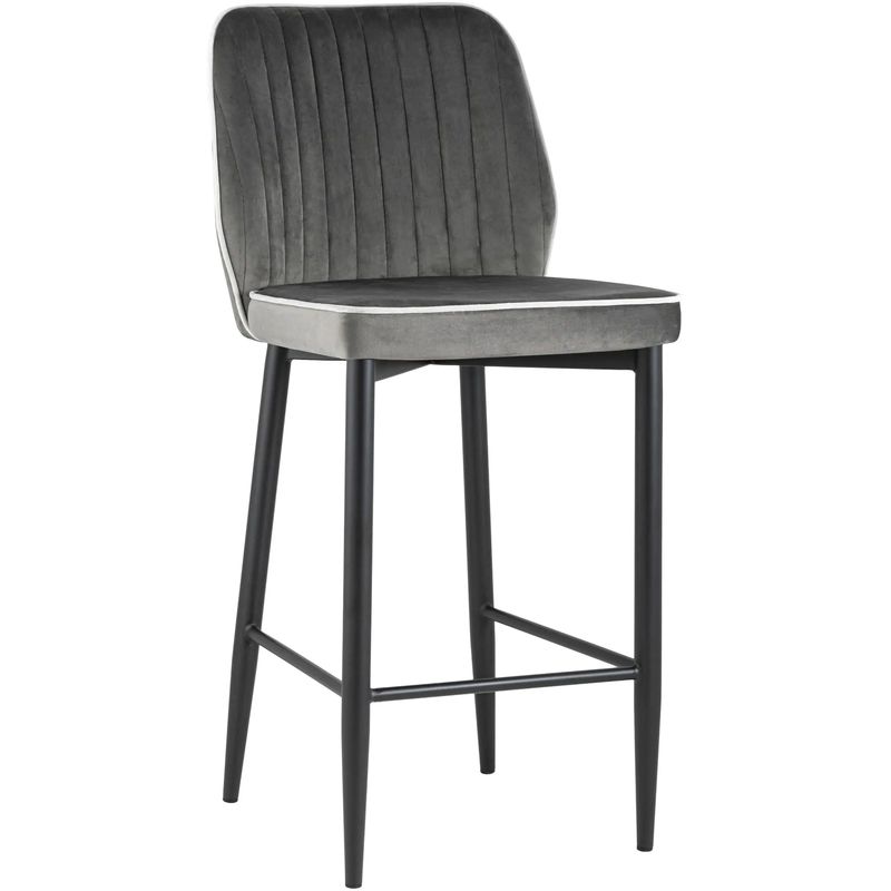 Стул Lawrence Chair Серый Велюр Белый кант Серый Белый Черный Стул Lawrence Chair Серый Велюр Белый кант Серый Белый Черный в Барнауле | Loft Concept