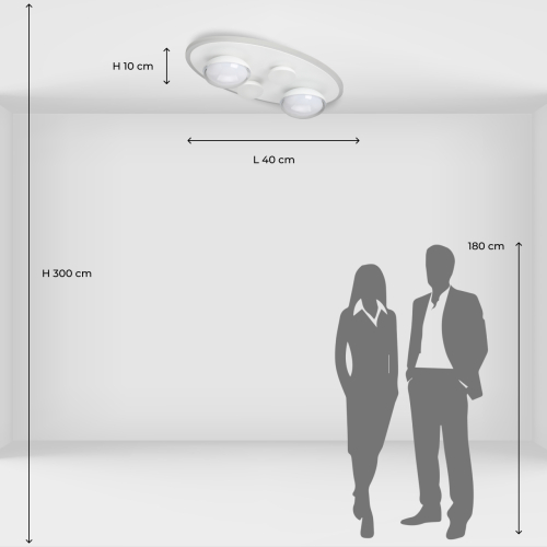 Потолочный светильник овальной формы белого цвета с 4-мя лампами Lunar Pebbles в Барнауле