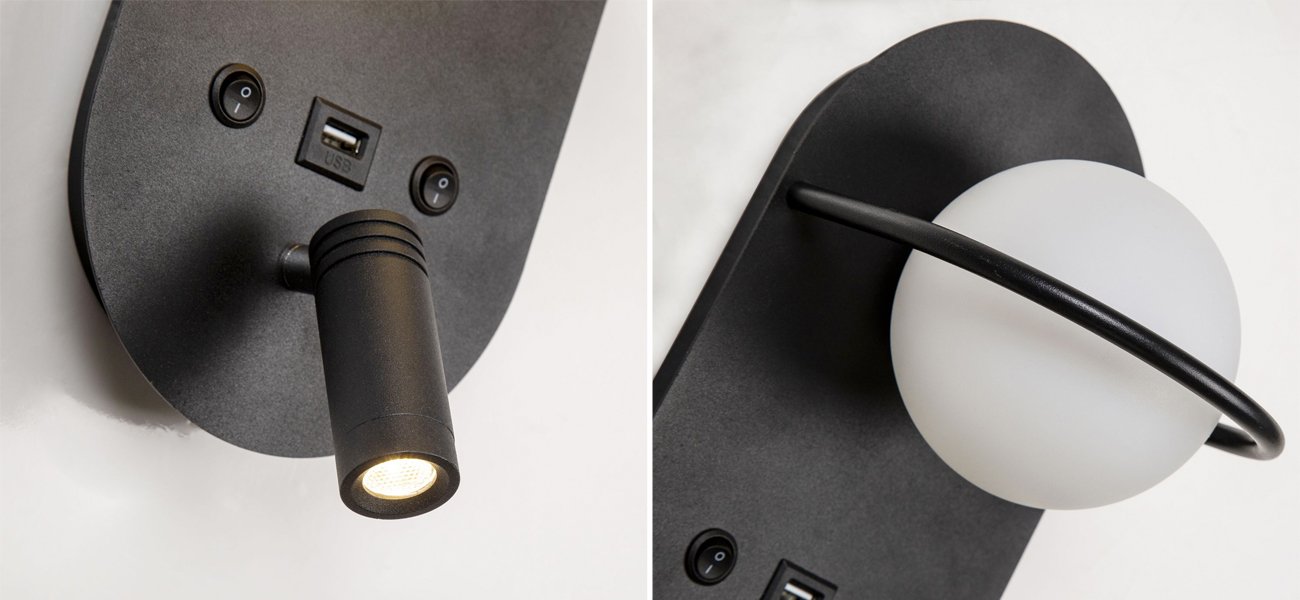 Бра Поворотный спот Pots light Черный Овал - фото №1